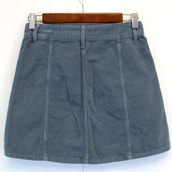 American Eagle Womens 00 Hi-Rise A-Line Skirt Blue Corduroy Wide Wale Academia - Picture 3 of 10